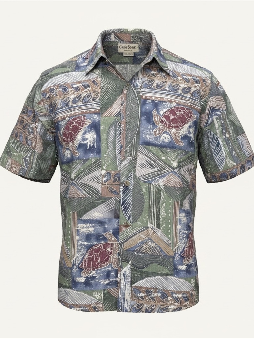 Vintage Cooke Street Honolulu Turtle Print Shirt Hawaiian Large